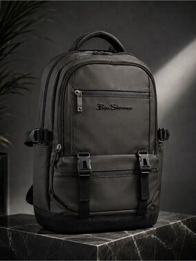 Ben Sherman Black Double-Compartment Backpack